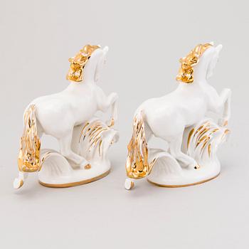 Two Russian porcelain horse figurines, Lomonosov, Soviet 1960s-1970s.