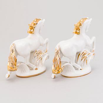 Two Russian porcelain horse figurines, Lomonosov, Soviet 1960s-1970s.