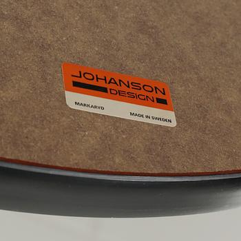Two bar stools and a bar table by Börje Johanson, model "Jupiter", for Johanson design, second half of the 20th century.