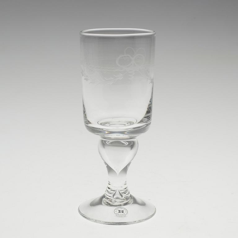A set of twelve "Antik" wine glasses by Reijmyre Glasbruk.