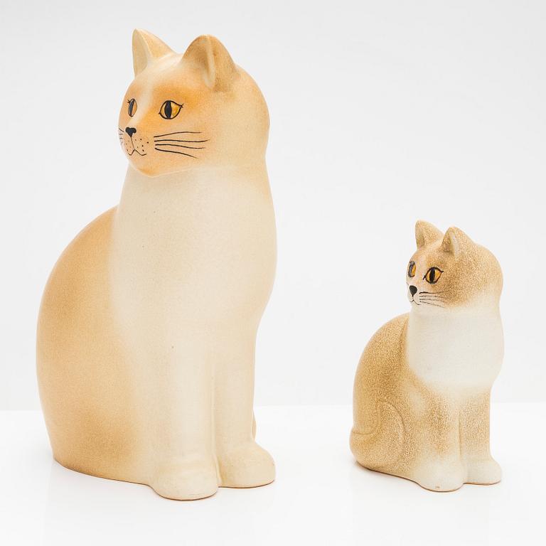 Lisa Larson, two cat figurines, K-Studion, Gustavsberg.