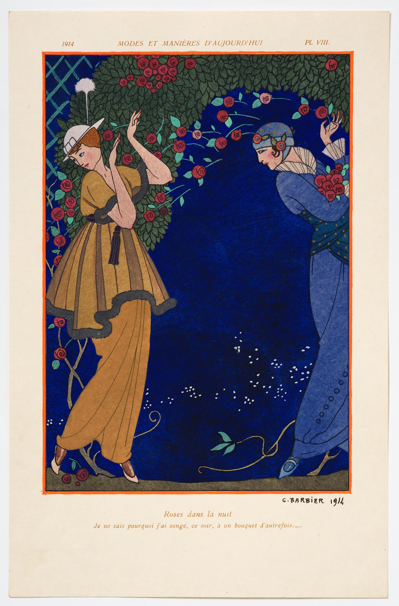George Barbier, mapp med originalteckning och planscher, "Modes et Manières d'Aujourd'Hui (3e Année)", Frankrike, 1914.