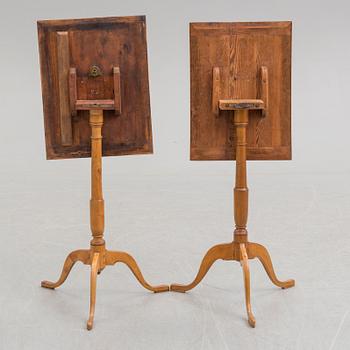 Two first half of the 19th century tilt top tables.