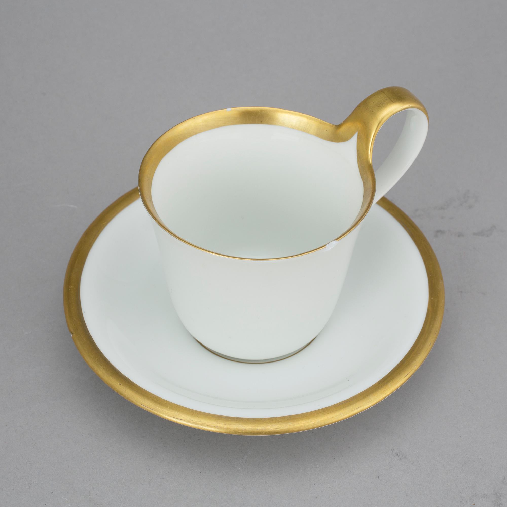 KAFFESERVISDELAR, 17 delar, porslin, "Golden Sun", Sigvard Bernadotte för Bing och Gröndahl, Danmark.