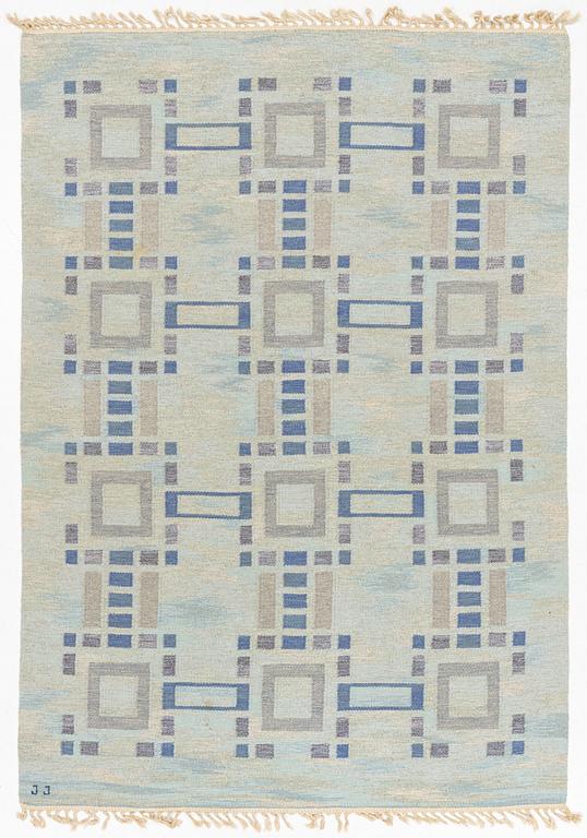 Judith Johansson, a carpet, 'Höllviken' flat weave. 264 x 186 cm, signed JJ.