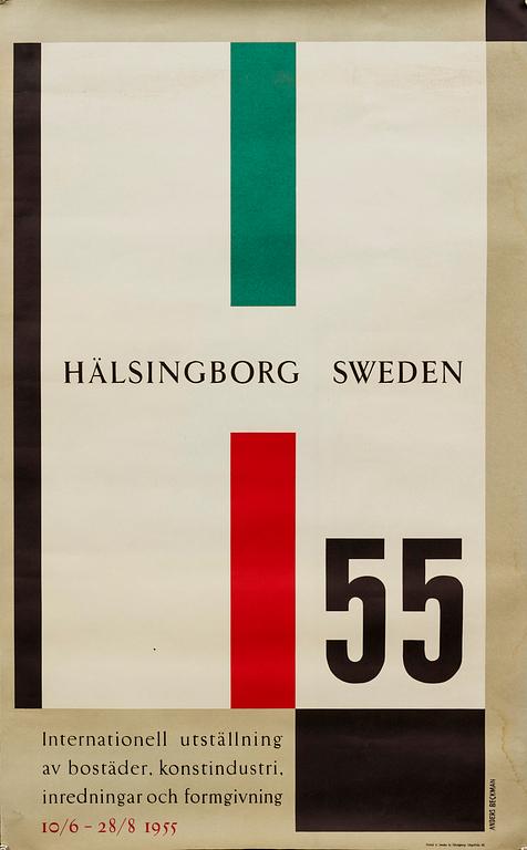 ANDERS BECKMAN, poster for H55, printed 1955.