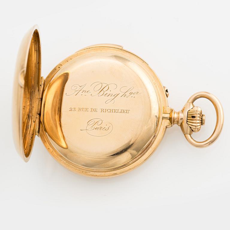 Ane Bing Hger, Paris, pocket watch, repeater, hunter case, 51,5 mm.