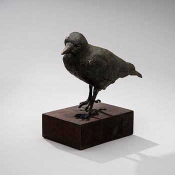 MARJO LAHTINEN, skulptur brons och trä, unik, basen monogramsignerad ML-76.