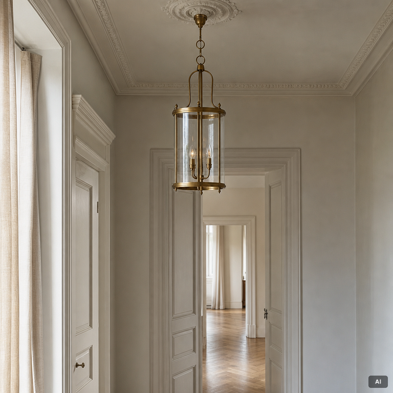 A pair of ceiling lanterns, contemporary.