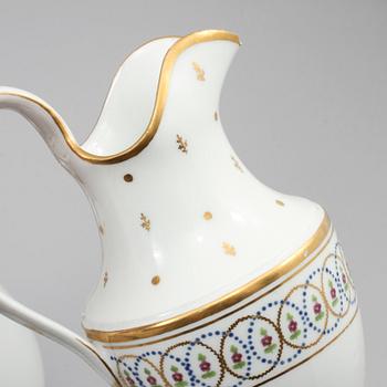 SERVISDELAR, 5 st, porslin, troligen La Courtille, Paris, empire, 1800-talets första hälft.