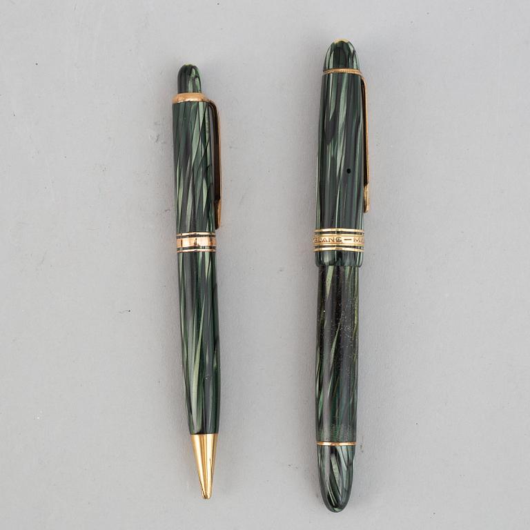 Montblanc, a fountain pen and a pencil in a leather case, 1950's.