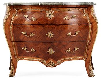 A Swedish Rococo commode attributed to J. J. Eisenbletter.