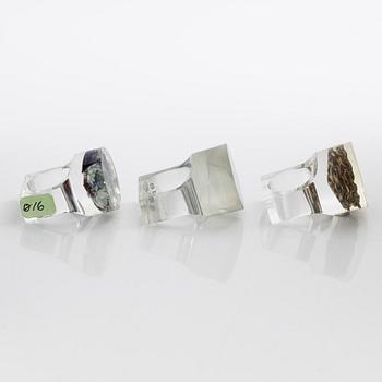 Siv Lagerström, three acrylic rings, 1970s.