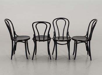 6 BLACK BENTWOOD CHAIRS SECOND HALF OF 20TH CENTURY, THONET-STYLE.