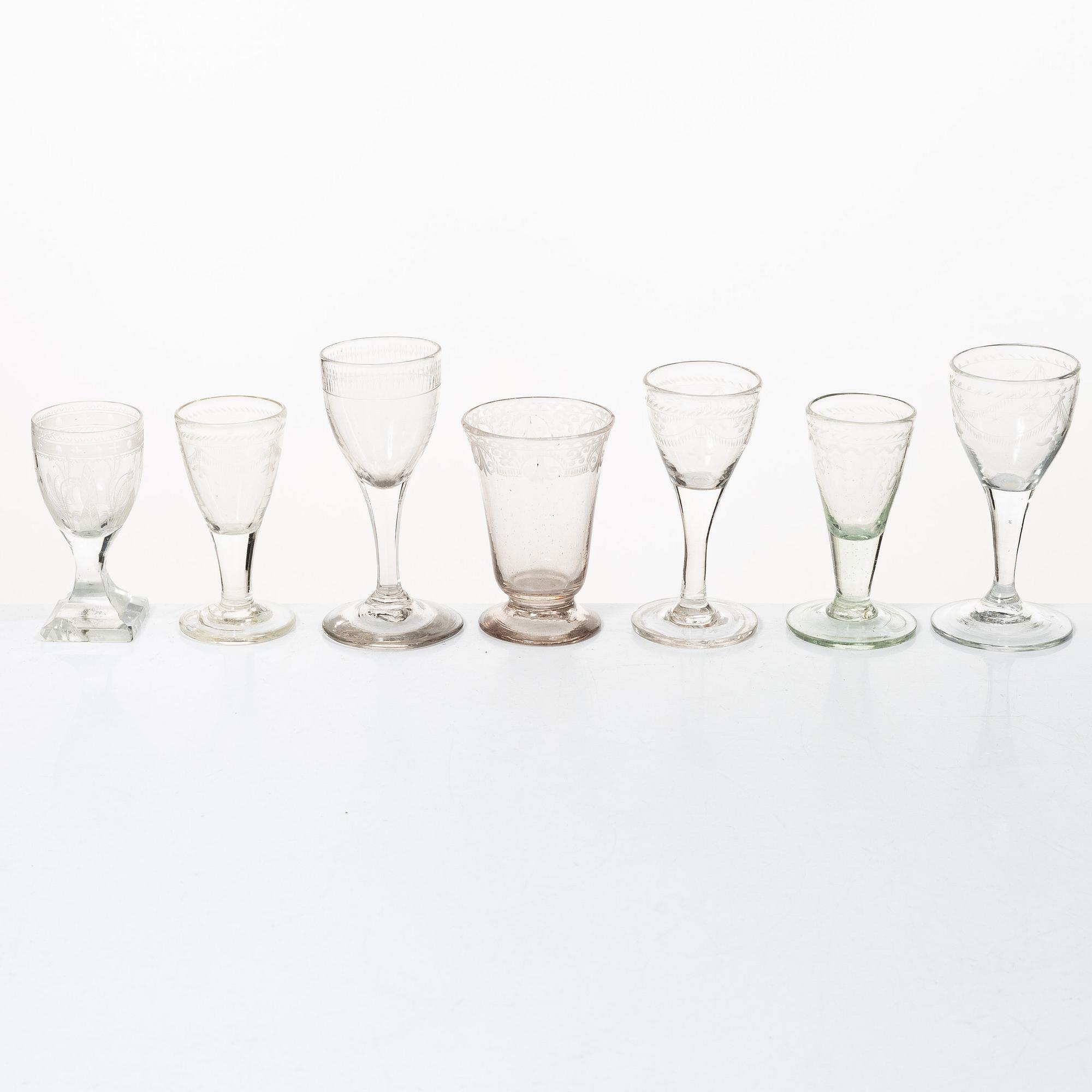 13 glasses, mostly Sweden, circa 1800.