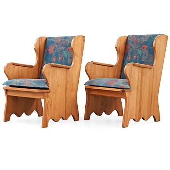 470. A pair of Axel Einar Hjorth pine armchairs, 'Lovö', Nordiska Kompaniet, Sweden 1930's.