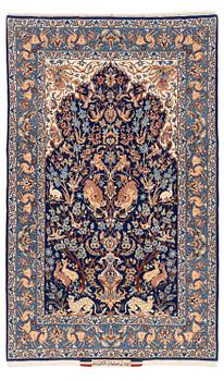 399. A semi-antique Isfahan rug, Central Persia, part silk, signed, c. 175 x 106 cm.