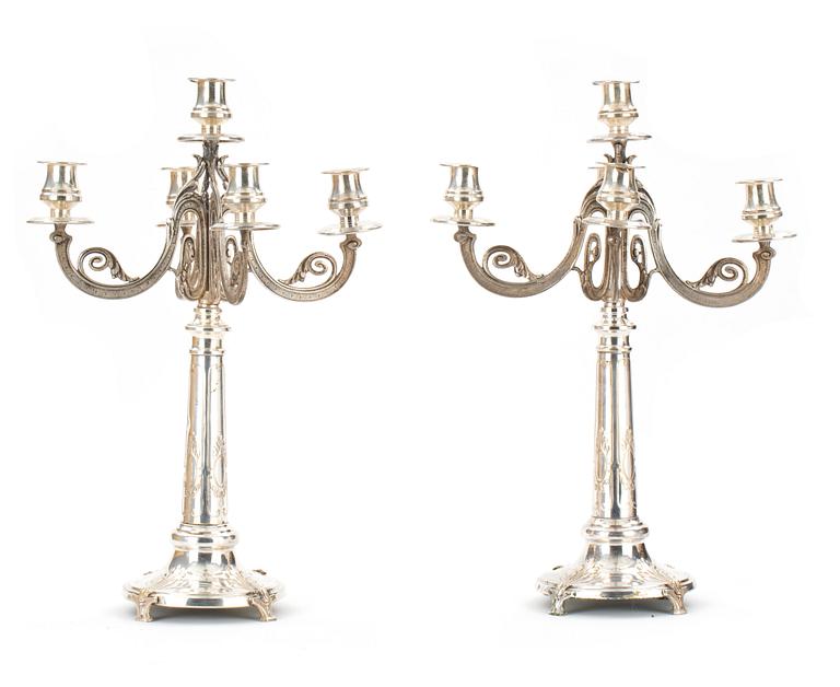 KANDELABRAR, ett par, nysilver.