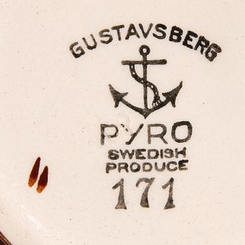 PARTI PYRO, 10 delar, flintgods. Gustavsberg, Kåge, 1930-40-tal.