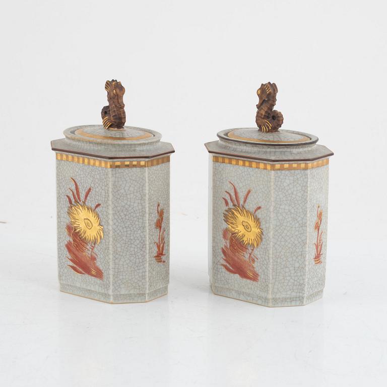 A pair of porcelain tea caddies, Royal Copenhagen, Denmark.