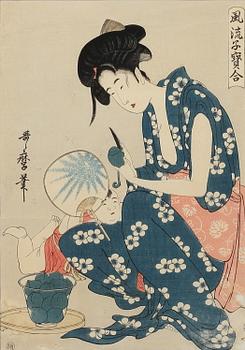 UTAMARO, efter, träsnitt, Japan, 1900-tal.