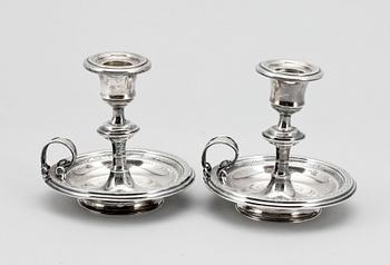 LJUSSTAKAR, 2 par, silver, August Johanson, Jönköping 1883/84, resp Tesi Göteborg 1968.