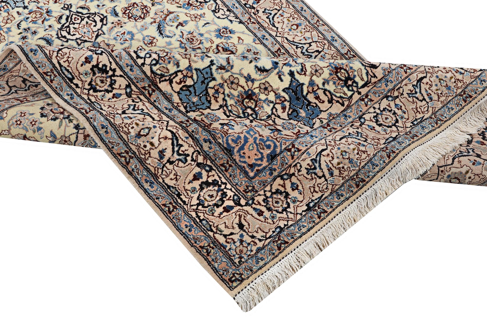 A part silk Nain rug, 9LA, c. 204 x 125 cm.