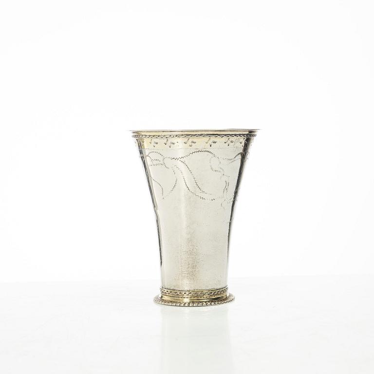 Two Swedish silver beakers, 18th century.