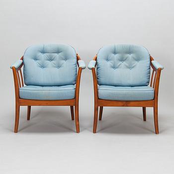 A pair of Swedish 'Andorra' easy chairs, Bröderna Andersson, Ekenässjön AB, latter half of the 20th century.