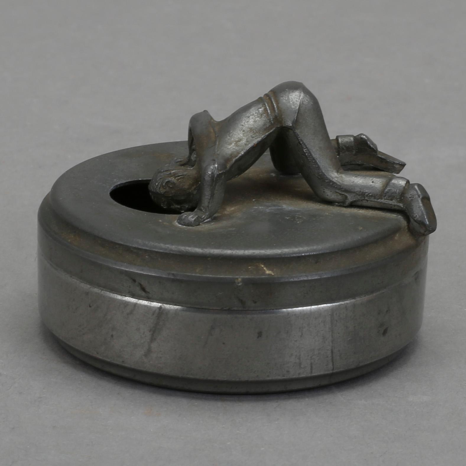 MANSCHETTKNAPPSASK, tenn, "Originell", Widerholm & Dahlberg, Eskilstuna, 1930/40-tal.