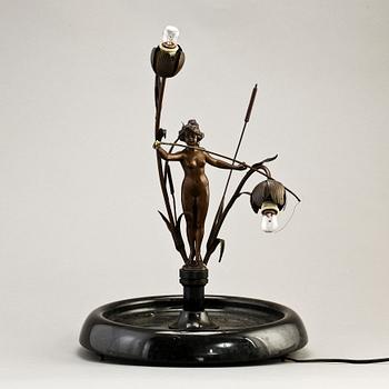 BORDSLAMPA, metall samt sten, jugend, 1900-talets början.