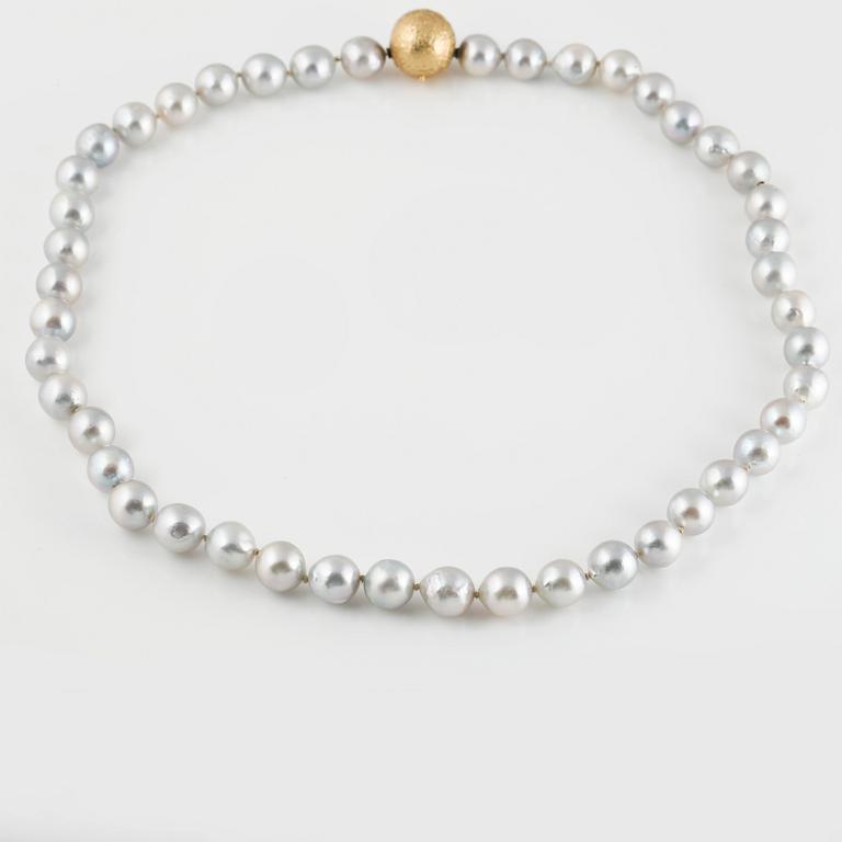 COLLIER, odlade pärlor med lås i 14K guld, Ole Lynggaard, Danmark. Vikt 47,6 gram.