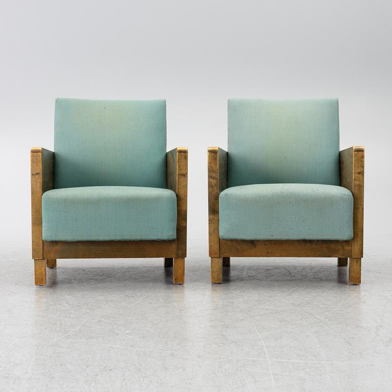 Axel Larsson, fåtöljer, ett par, funkis, Svenska Möbelfabrikerna, Bodafors, 1930-tal.