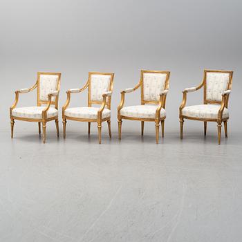 Two matched Gustavian armchairs, late 18th century.