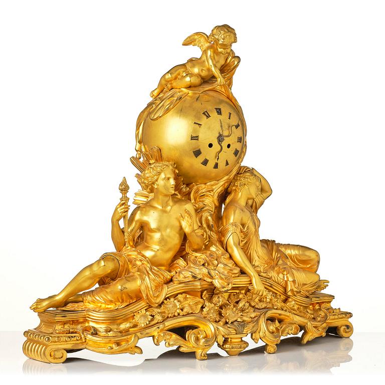 A Napoleon III ormolu mantel clock.