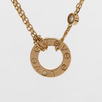 Cartier, an 18K rose gold 'Love' necklace with brilliant-cut diamonds.