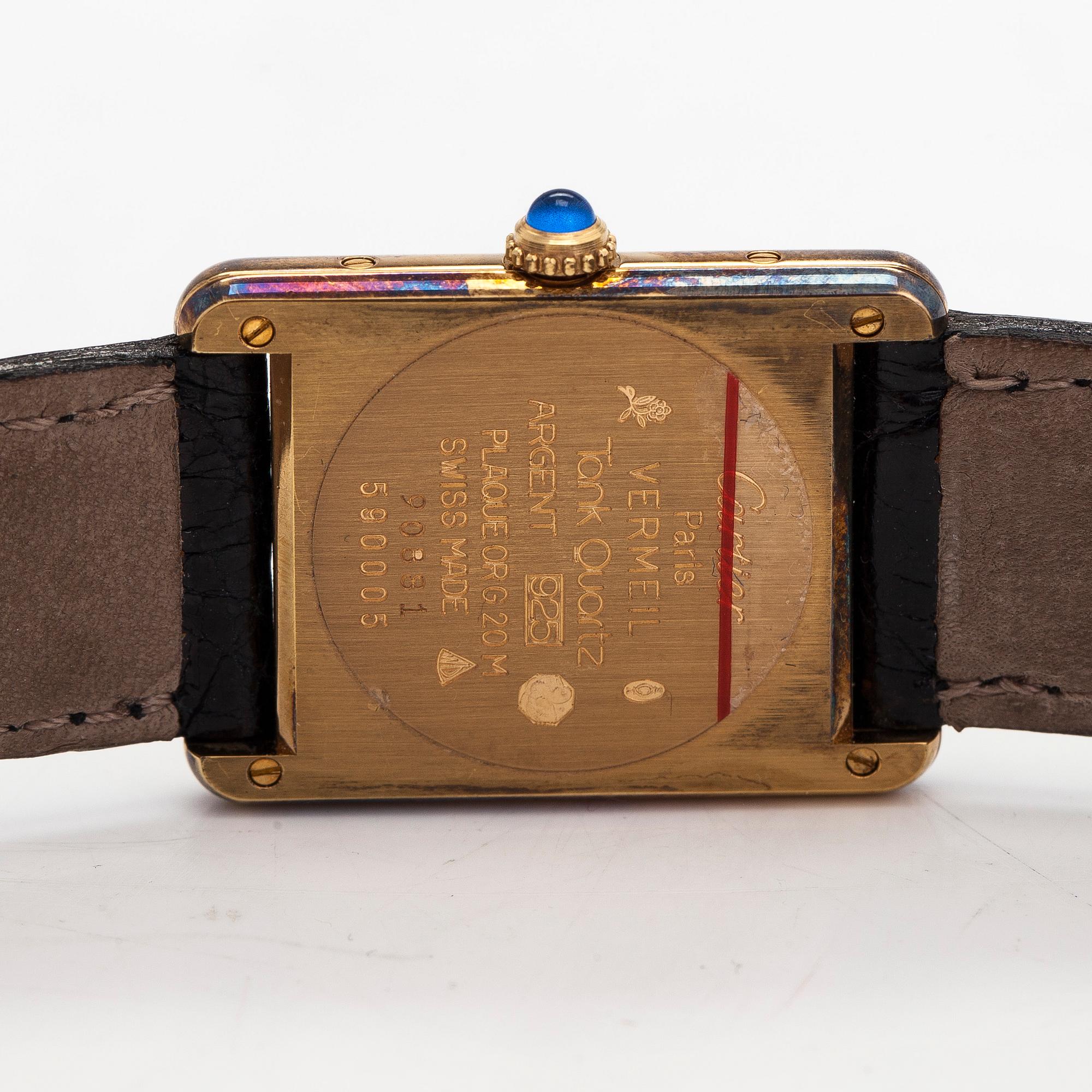 must de Cartier, Tank, wristwatch, 23.5 x 23 (30.5) mm.