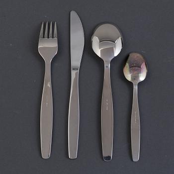 A set of 40 pieces "Guldi" stainless steel flatware, "Norse" decoration in gold, Nils Johan, Sweden, mid 20th century.