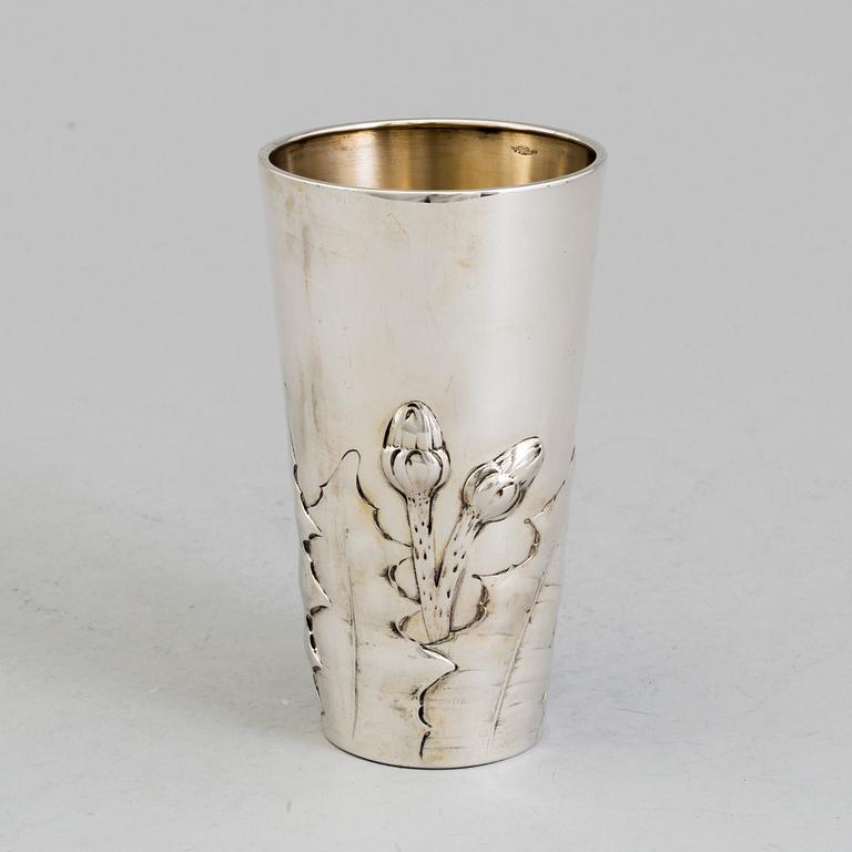 A Danish Art Nouveau parcel-gilt beaker, maker's mark S & M Benzen, Copenhagen 1905.