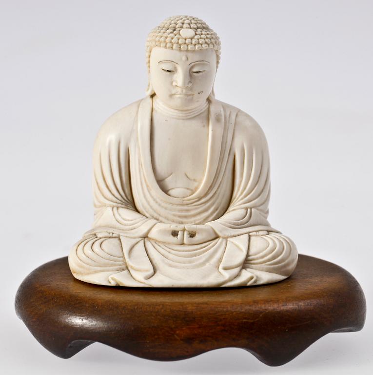 BUDDHAFIGURIN, ben, ostasien, sign.