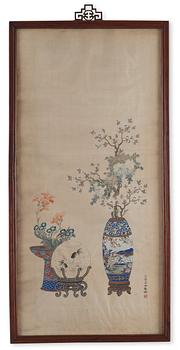 A scroll painting, ink and colour on paper, signed Wang Chengxun 王承勲, late 19th/early 20th century.