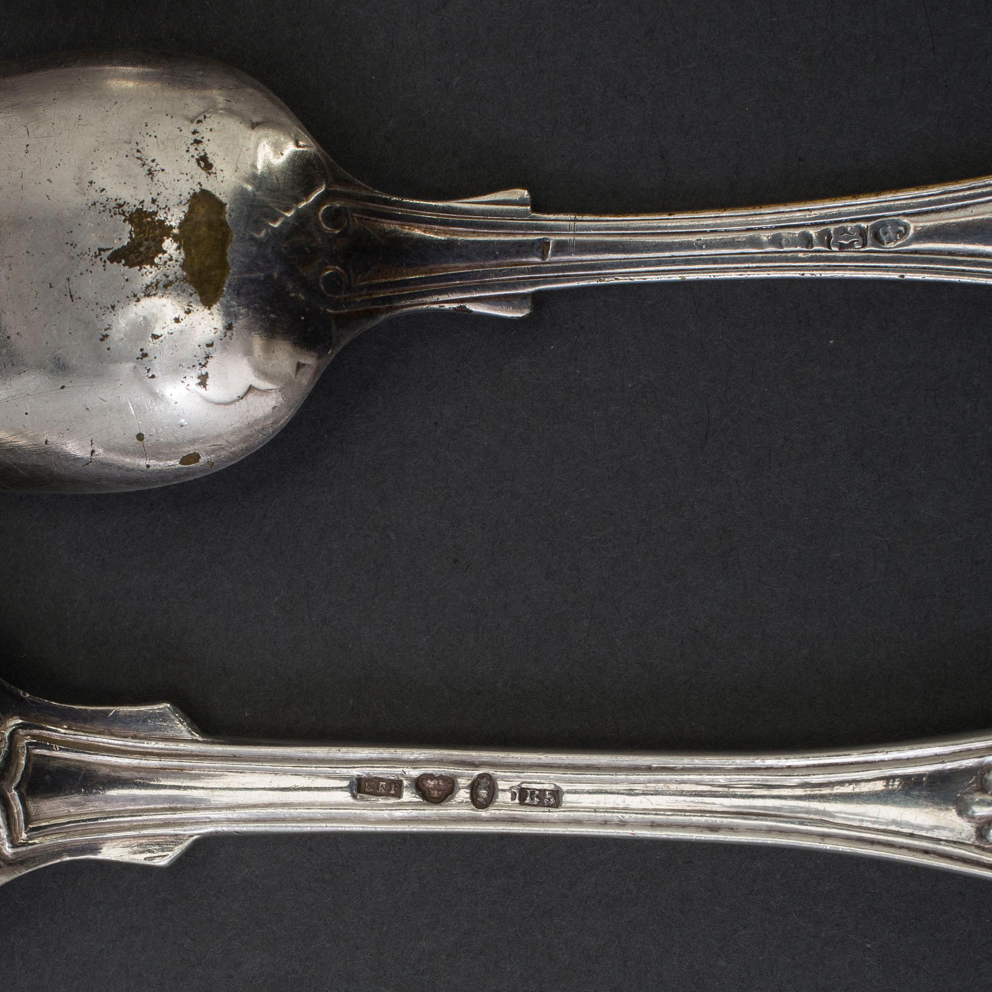 BESTICK, 42 delar, silver, modell Engelsk Snäck, 18/1900-tal.