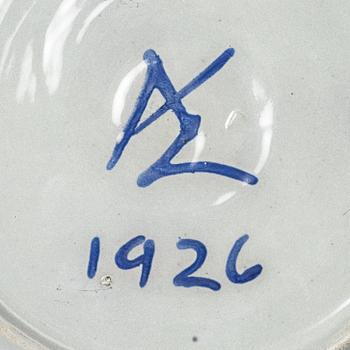 Allan Ebeling, a glazed ceramic dish, dated 1926.
