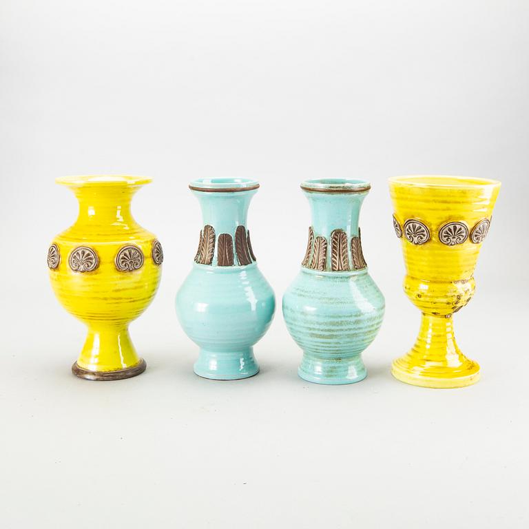 Vaser, keramik, 4 st, Zaccagnini, Florens Italien, 1900-talets andra hälft.