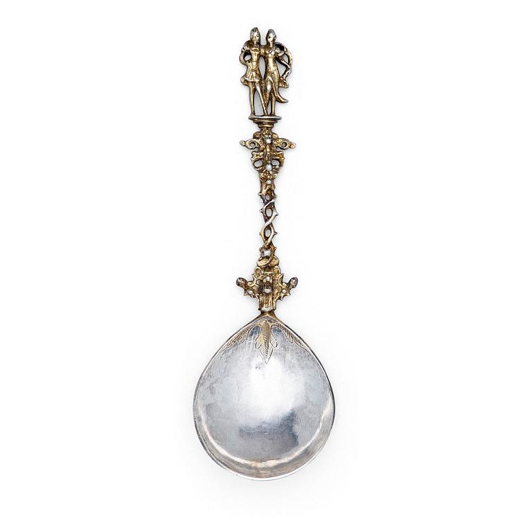 Sked, silver, ostämplad, troligen Hamburg 1600-talets förra hälft. Barock.
