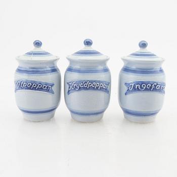 Bengt Böckman, a set of eight spice jars Höganäs.