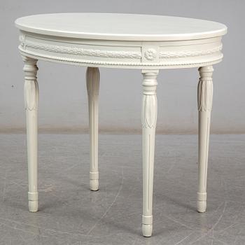 A pair of chairs, sofa and table, late gustavian style, 1900's.