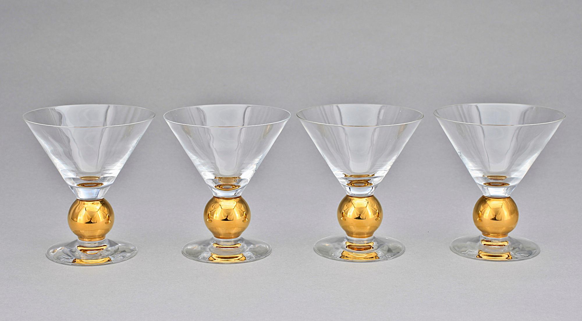 CHAMPAGNE- / MARTINIGLAS, 4st, "Nobel", Gunnar Cyrén, Orrefors, 1900-tal.