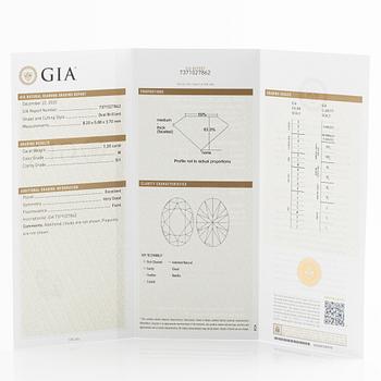 Ring with oval diamond and brilliant-cut diamonds. Accompanied by GIA report.