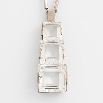 Stigbert, pendant with chain, silver and rock crystal.